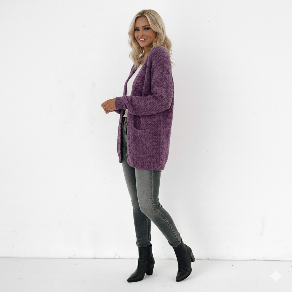Samt-Cardigan, kurz – Lässiger Stil, Große Größen, Herbst & Winter