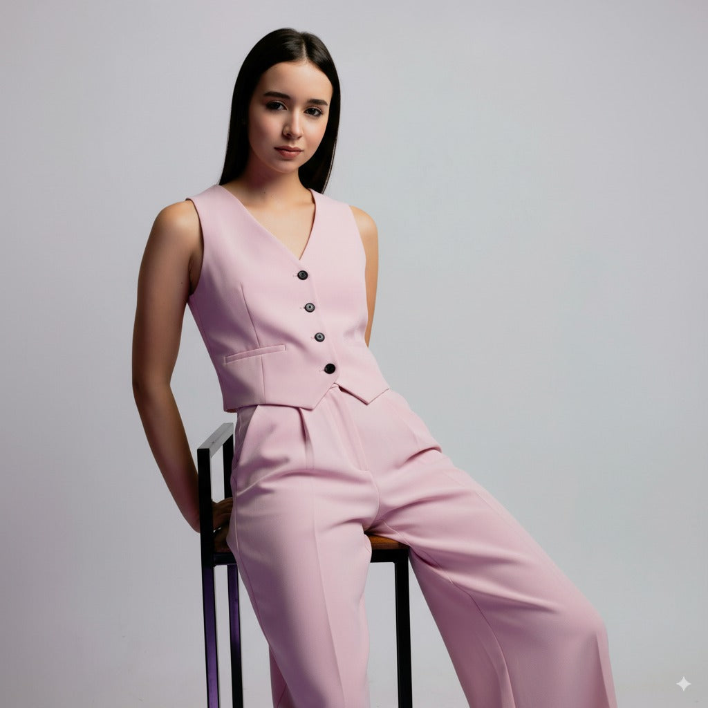 Zweiteiliges – Weste + High-Waist-Hose Vintage