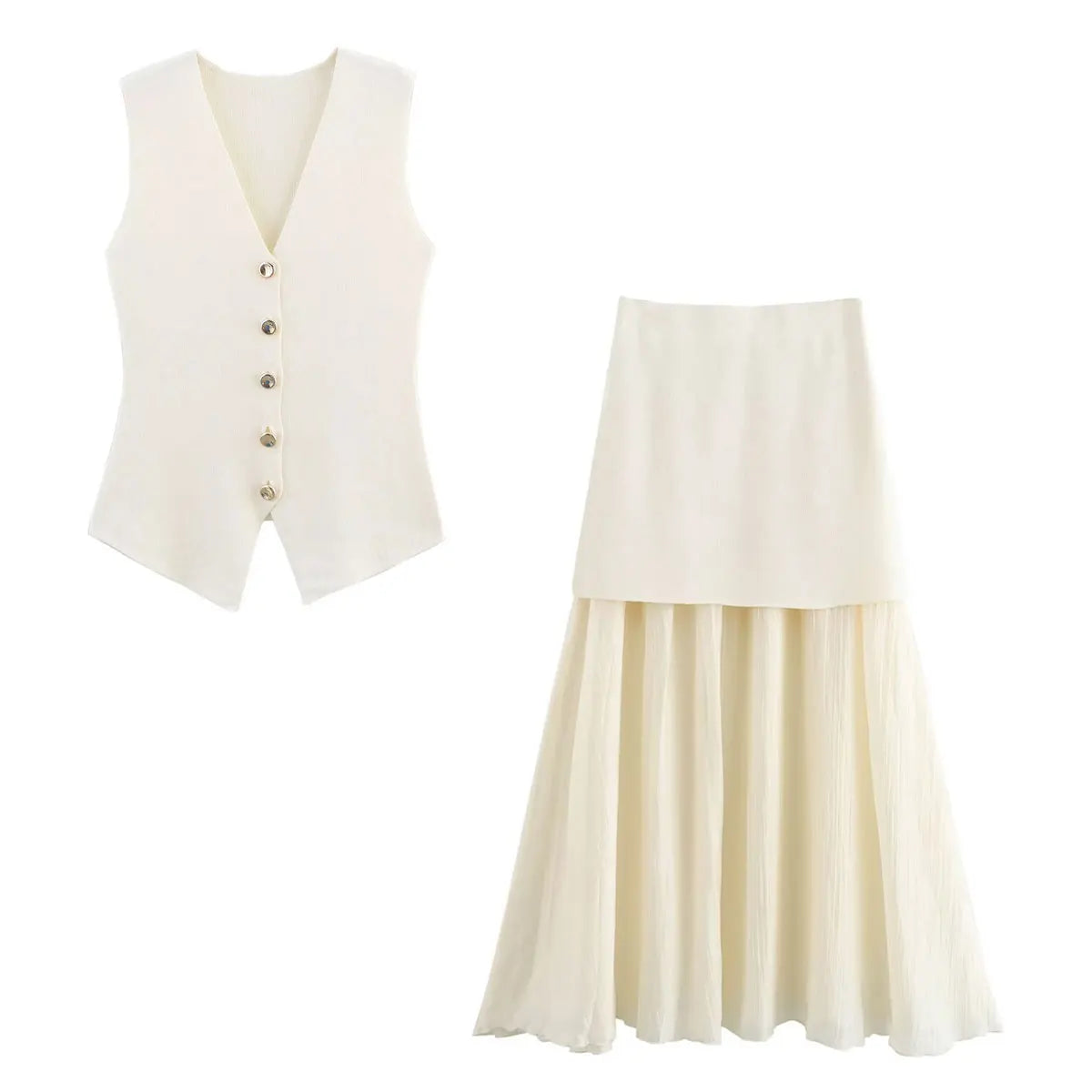 Zweiteiliges – Strickweste + Patchwork-Rock