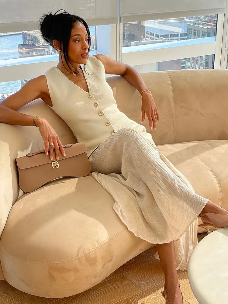 Zweiteiliges – Strickweste + Patchwork-Rock