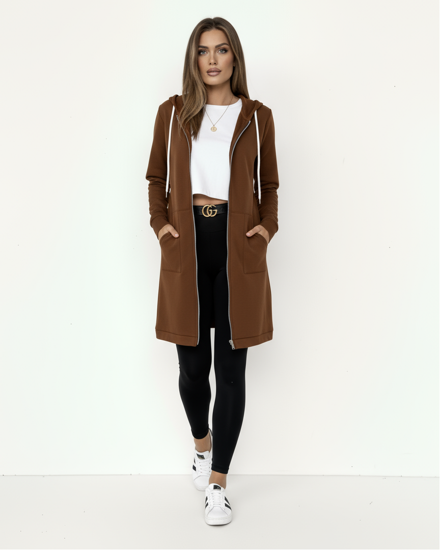 Damen Kapuzenjacke aus Polyester mit Reißverschluss – Freizeitlook