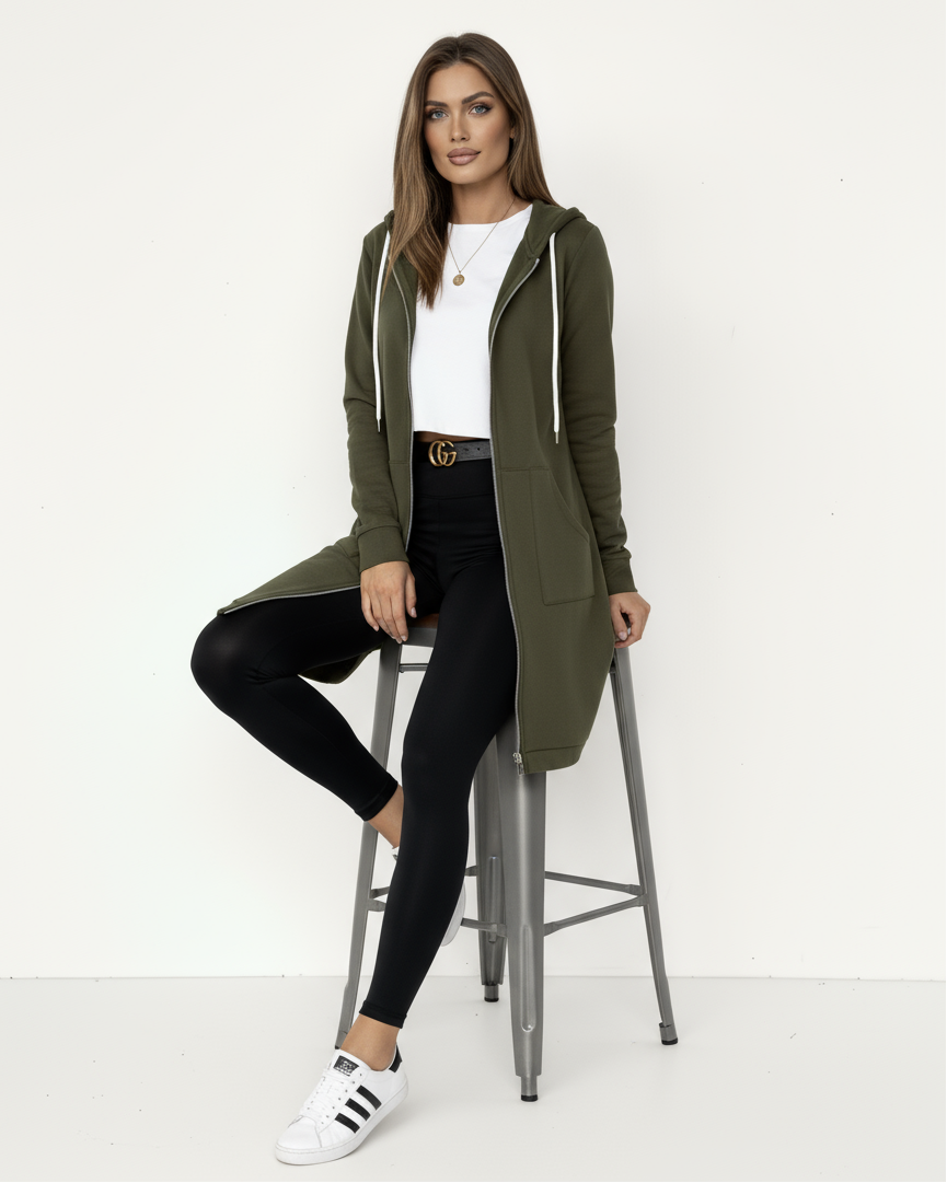 Damen Kapuzenjacke aus Polyester mit Reißverschluss – Freizeitlook