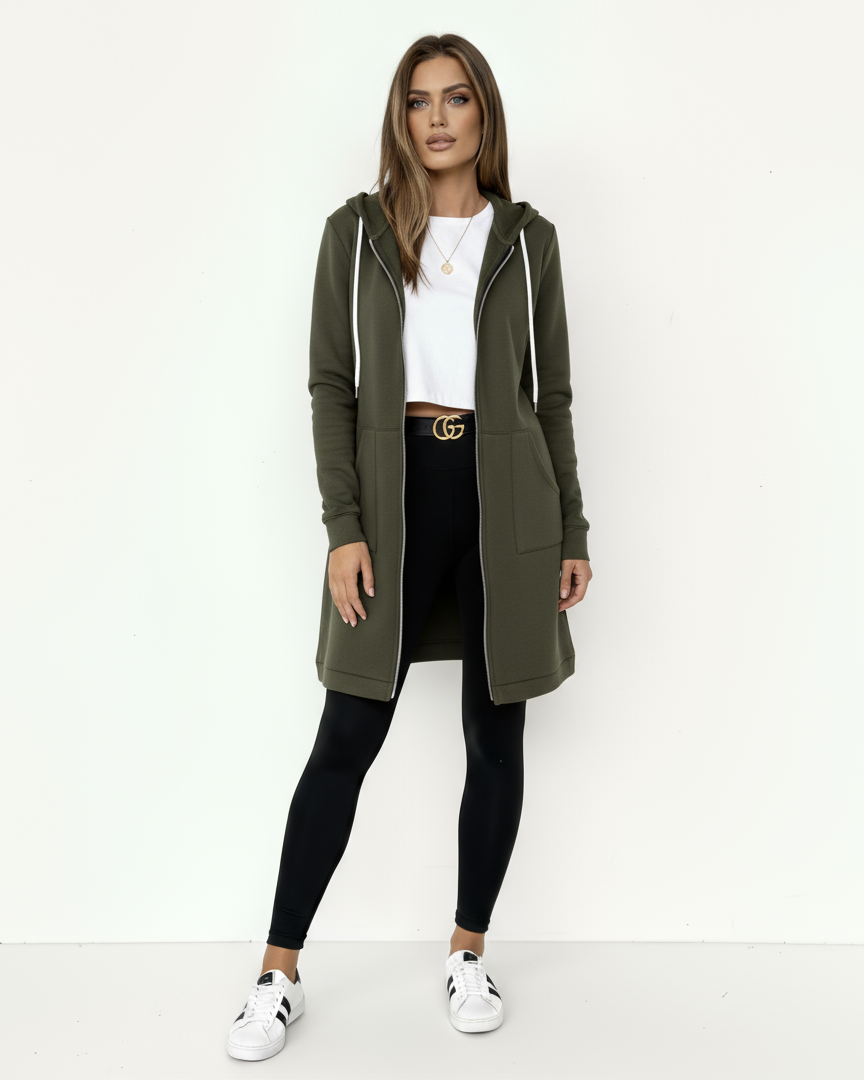 Damen Kapuzenjacke aus Polyester mit Reißverschluss – Freizeitlook