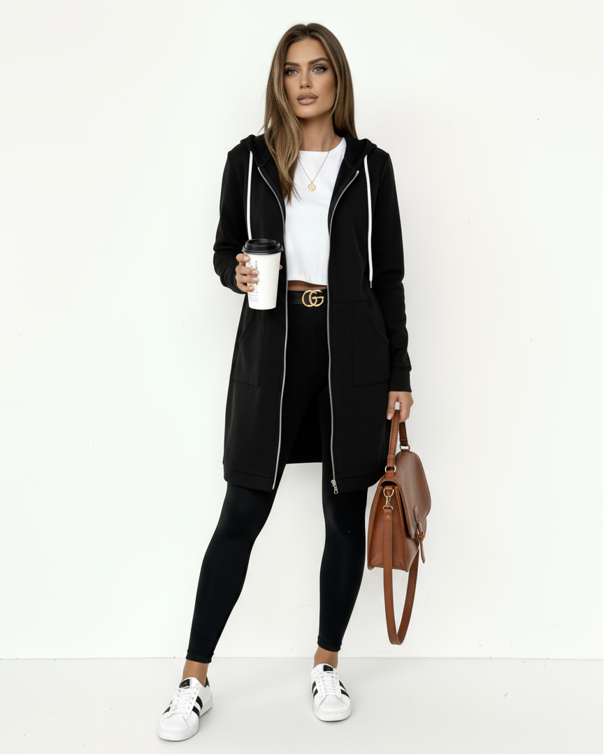 Damen Kapuzenjacke aus Polyester mit Reißverschluss – Freizeitlook