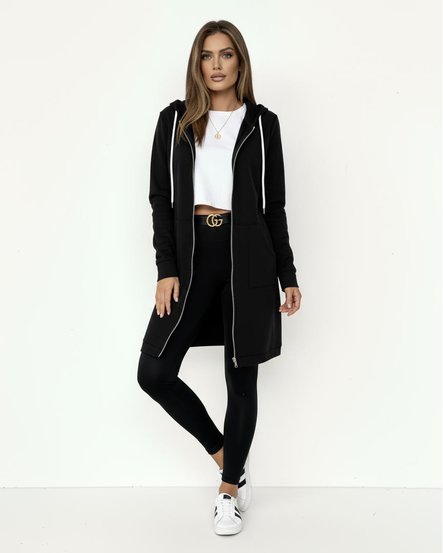 Damen Kapuzenjacke aus Polyester mit Reißverschluss – Freizeitlook